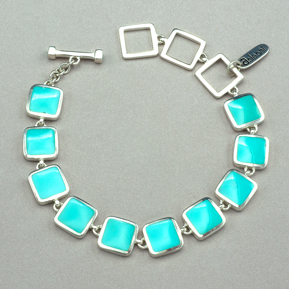 Turquoise Square Sterling Silver Bracelet