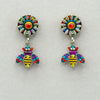 Firefly Botanical Sunflower and Bee Post Earrings