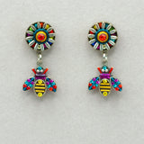 Firefly Botanical Sunflower and Bee Post Earrings