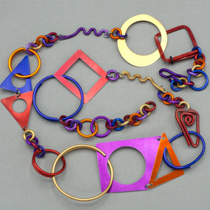 Sylvi Harwin Long Necklace of Bold Geometric Shapes