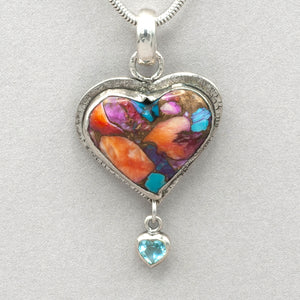 Jim Kelly Spiny Oyster Shell Mosaic Heart Pendant